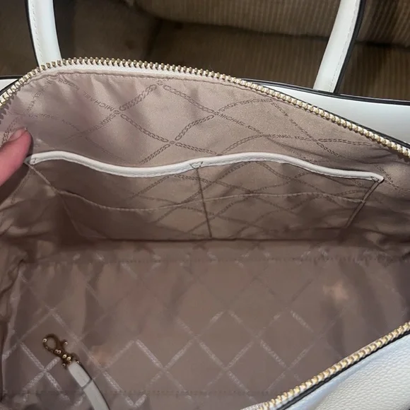 Michael Kors Cream Mercer Belted Medium Top Zip Satchel - Picture 7 of 8